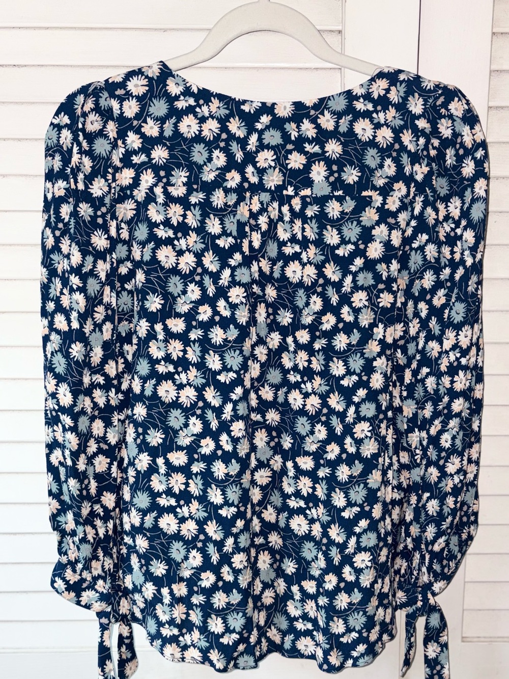 NWT Madewell Tie Sleeve Button Down Top M French Floral Blue Blouse - Picture 6 of 7